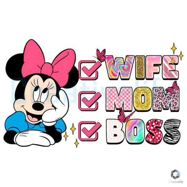 Disney Minnie Wife Mom Boss PNG File
