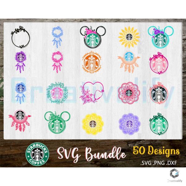 50 Designs Starbucks SVG Bundle File