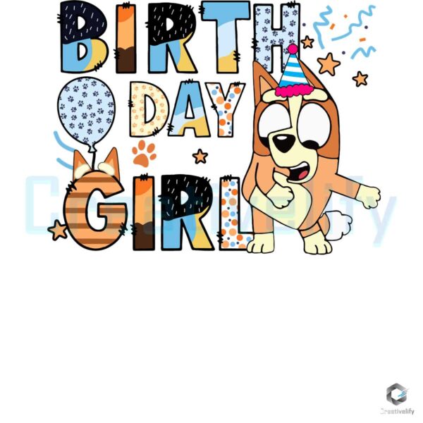 Birthday Girl Party Bluey Bingo Cartoon PNG