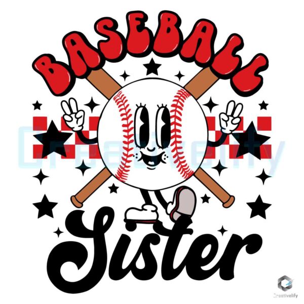 Baseball Sister Checkered SVG File Download