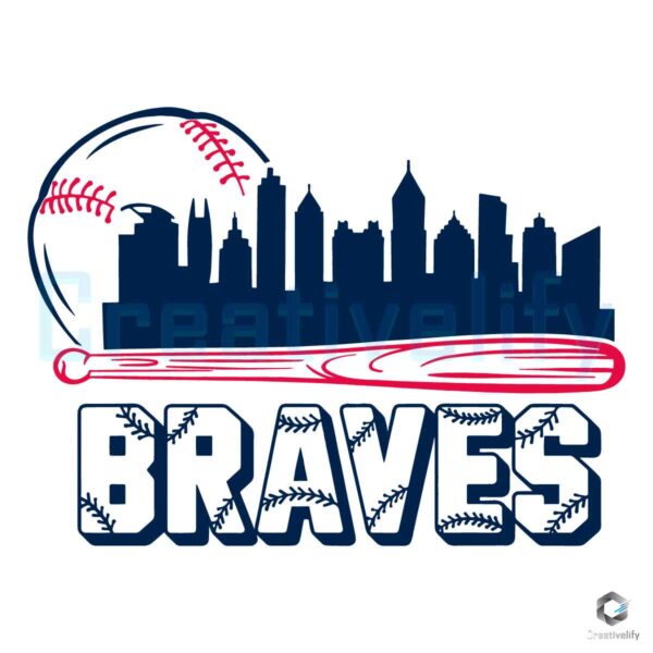 Atlanta Braves Baseball City Skyline SVG File