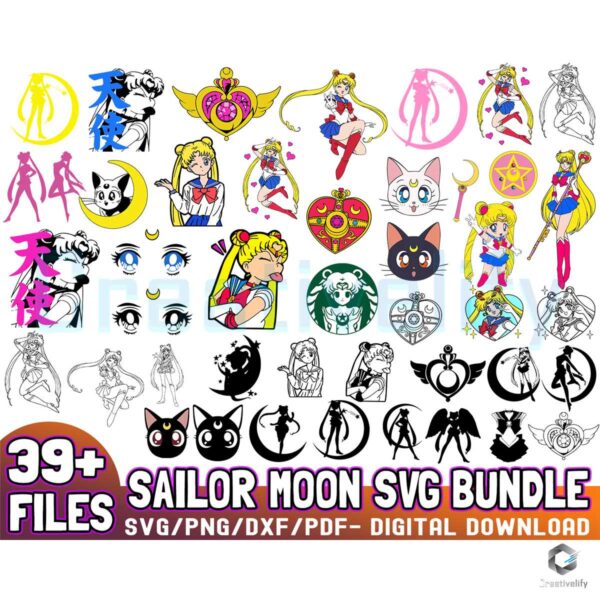 39 Files Sailor Moon Cartoon SVG Bundle