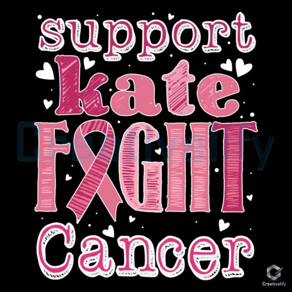 Support Kate Fight Cancer Pink Ribbon SVG