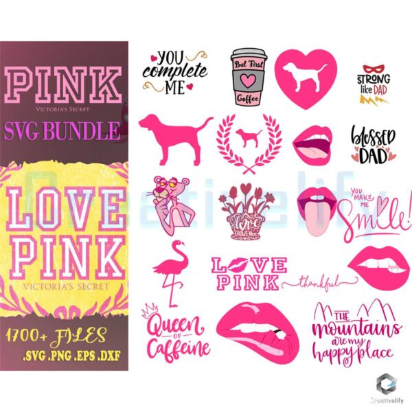 1700 Files Love Pink Bundle SVG Digital