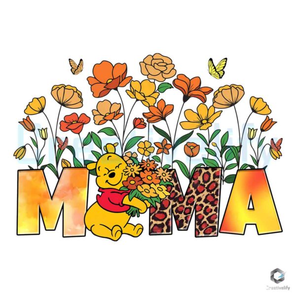 Floral Mama Winnie The Pooh PNG File Digital