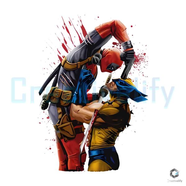 Deadpool and Wolverine Bloody Movie PNG