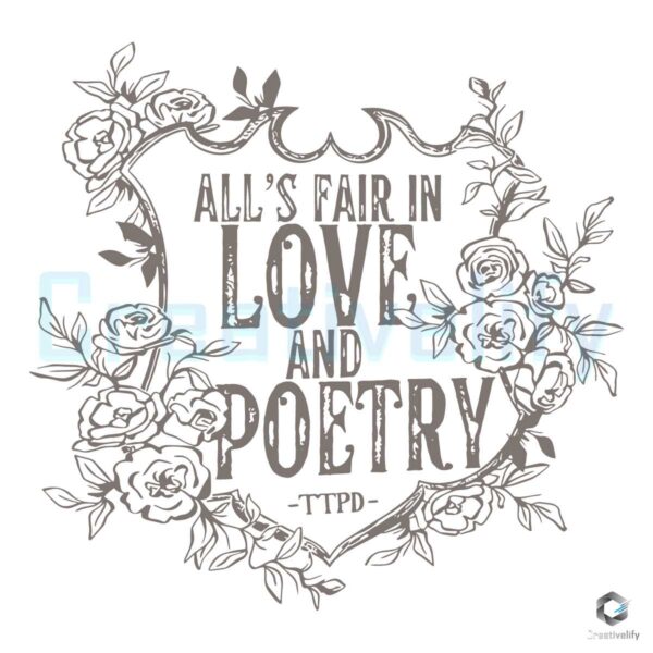 Alls Fair In Love And Poetry Floral Crest SVG