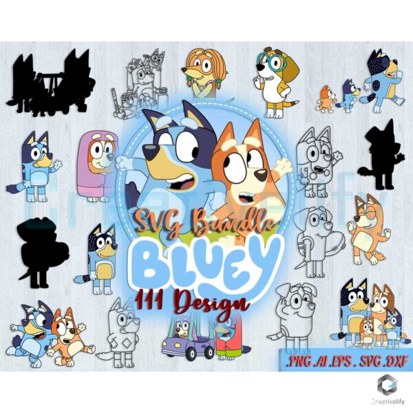 111 Designs Bluey Cartoon SVG File Bundle