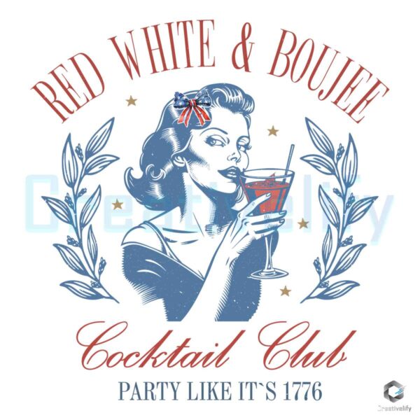 Red White and Boujee Cocktail Club PNG File