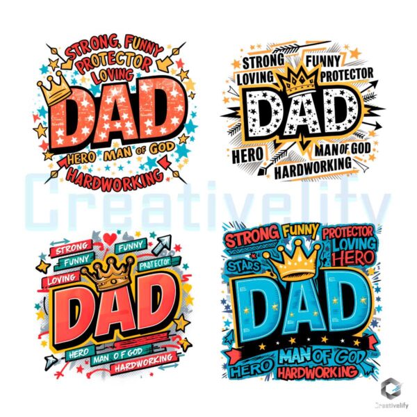 Dad Crown Graffiti Fathers Day SVG PNG Bundle