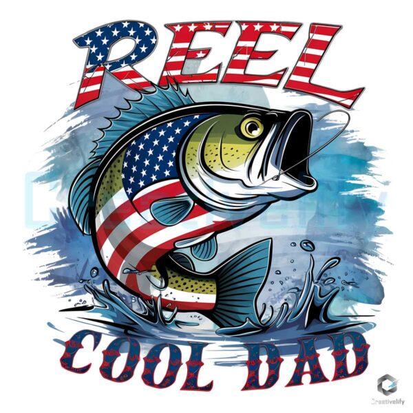 Reel Cool Dad 4th Of July USA Flag PNG