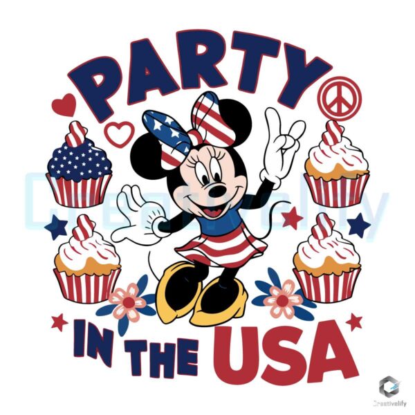 Minnie Patriotic Cake Party In The USA SVG