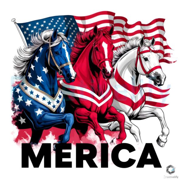 Merica Horse 4th Of July USA Flag PNG File