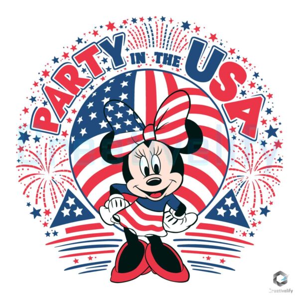 Minnie Mouse Party In The USA 4th Of July SVG