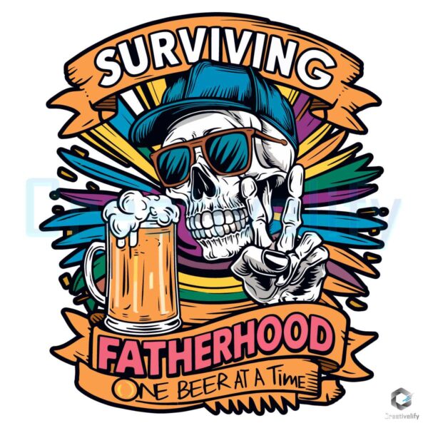 Surviving Fatherhood Skeleton Dad Beer PNG