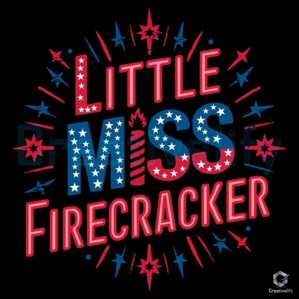 Free Little Miss Firecracker 4th July SVG