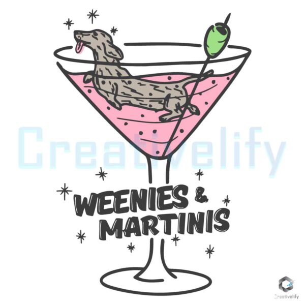 Weenies And Martinis Cocktail Dog Lover SVG