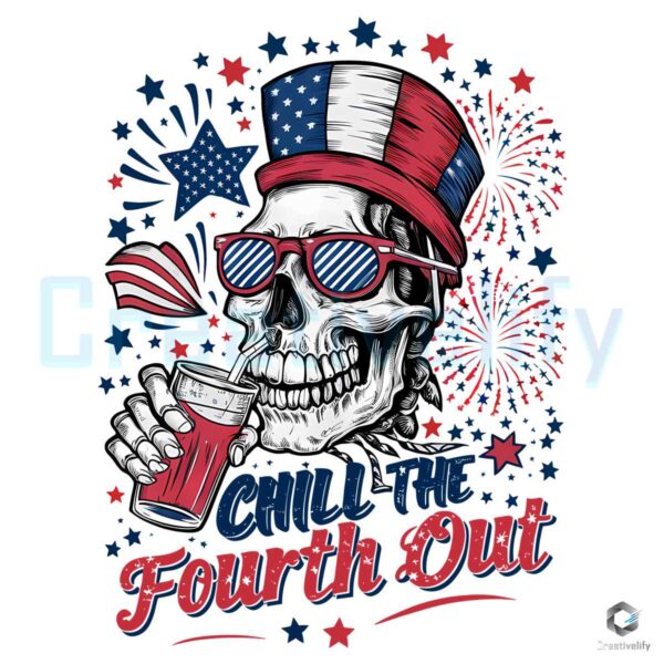 Skull Chill The Fourth Out America Flag PNG