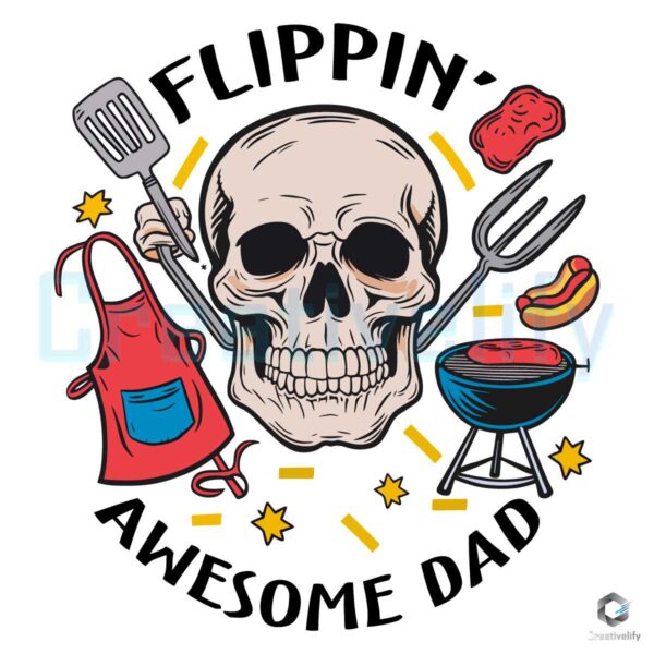Flippin Awesome Dad Funny Skull PNG