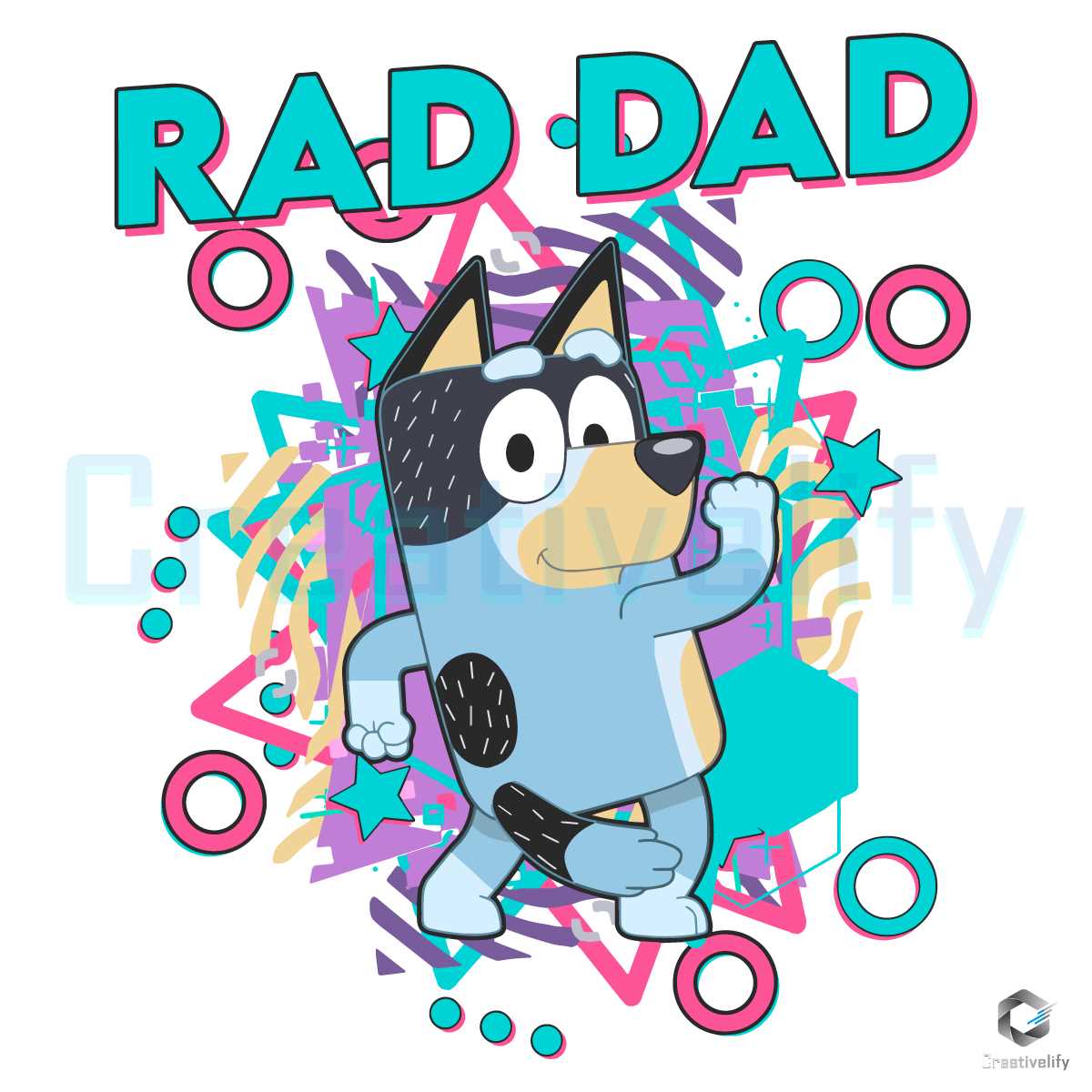 Bluey Rad Dad Fathers Day SVG File Design