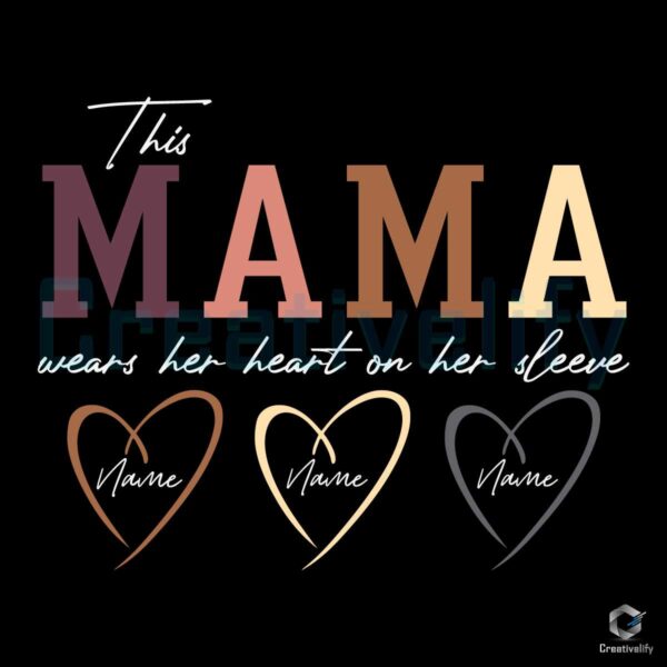 Custom This Mama Wears Her Heart SVG File