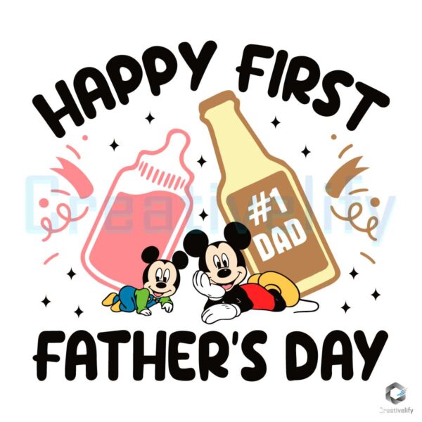 First Fathers Day Disney Mickey And Baby SVG