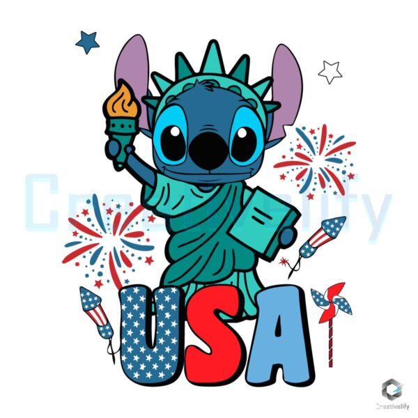 Stitch 4th Of July USA Statue of Liberty SVG