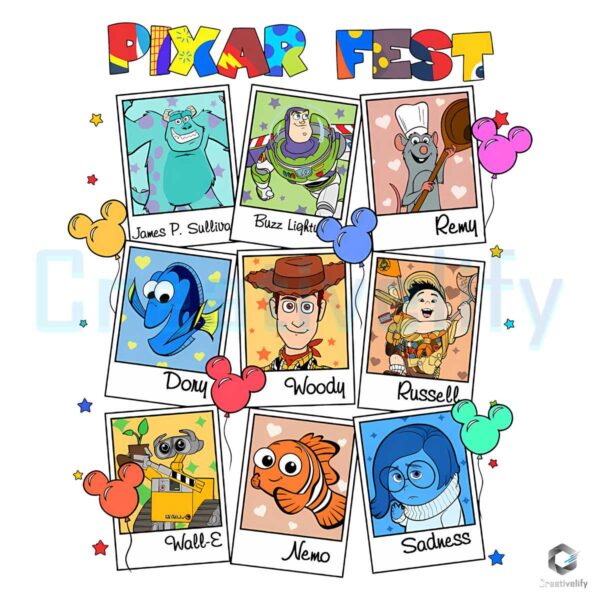 Disney Pixar Fest Characters Cards PNG File