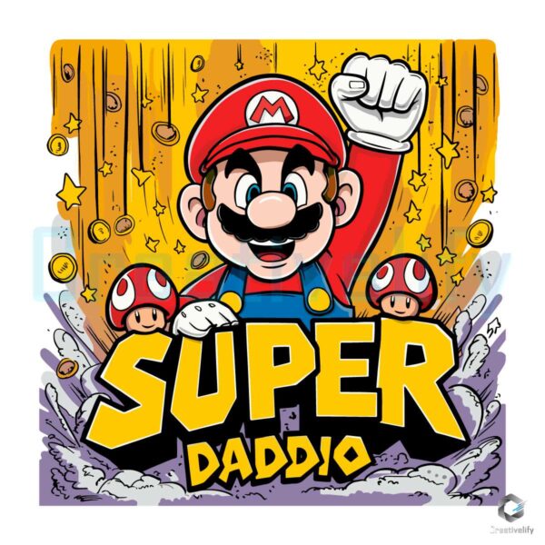 Super Daddio Funny Dad Mario SVG