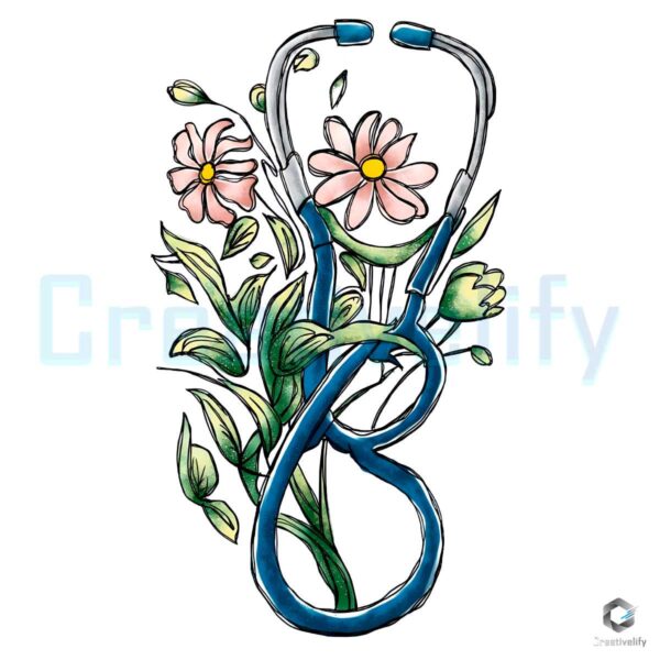 Floral Stethoscope Registered Nurse PNG File