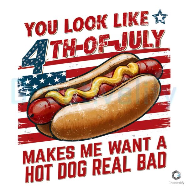 USA Flag 4th Of July Hot Dog PNG File