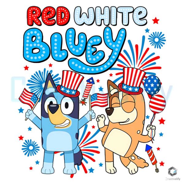 Red White Bluey Party In The USA Independence PNG