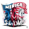 Fourth Of July Merica Horse USA Flag PNG
