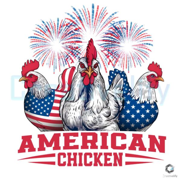 American Chicken USA Flag Fireworks PNG