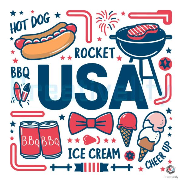 USA Doodles Party In The USA 4th Of July SVG