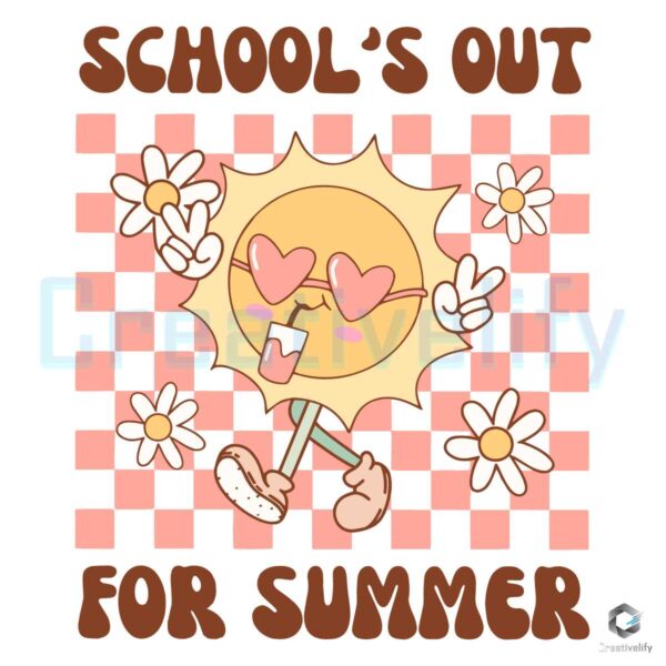 Groovy Schools Out For Summer SVG File Design