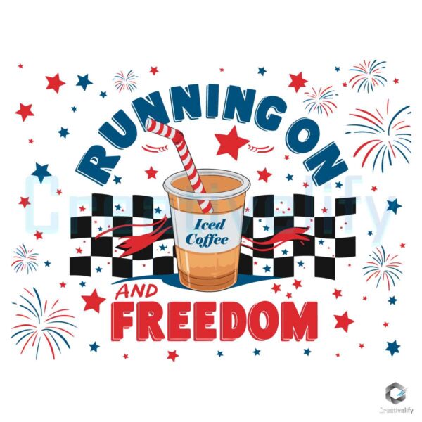 Iced Coffee And Freedom 4th Of July PNG