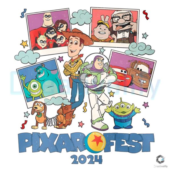 Disneyland Pixar Fest 2024 Cartoon Vintage PNG