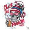 Chill The Fourth Out Patriotic Skull PNG