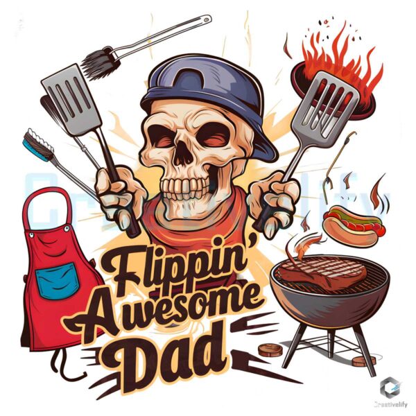 Flippin Awesome Dad Master Chef Skull PNG