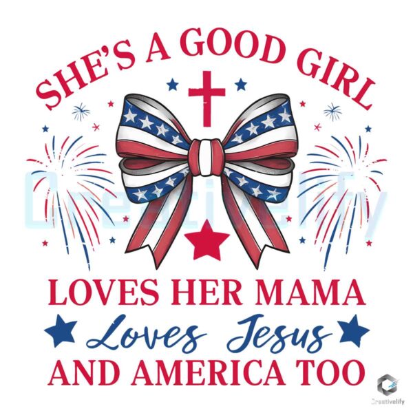 A Good Girl Loves Her Mama Patriotic Bow PNG