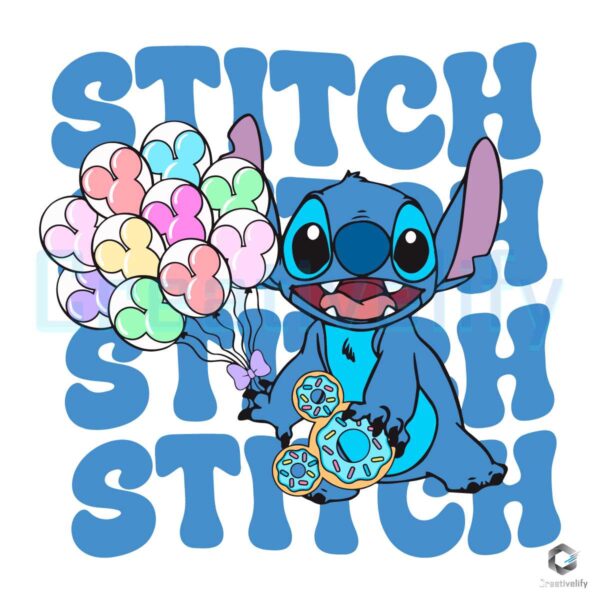 Disney Stitch Balloons Donut SVG File Download