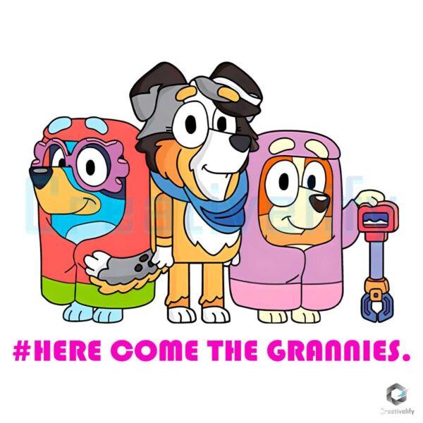 Here Come The Grannies Bluey Cartoon PNG File