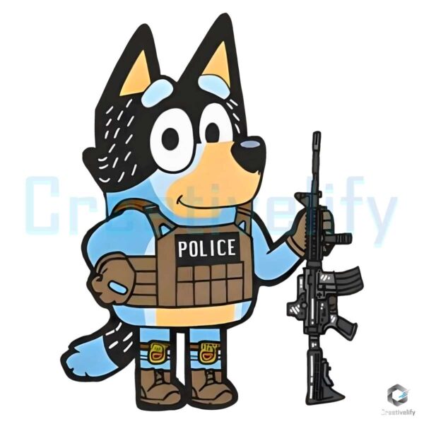 Bluey Dog Cartoon Police Officer PNG File