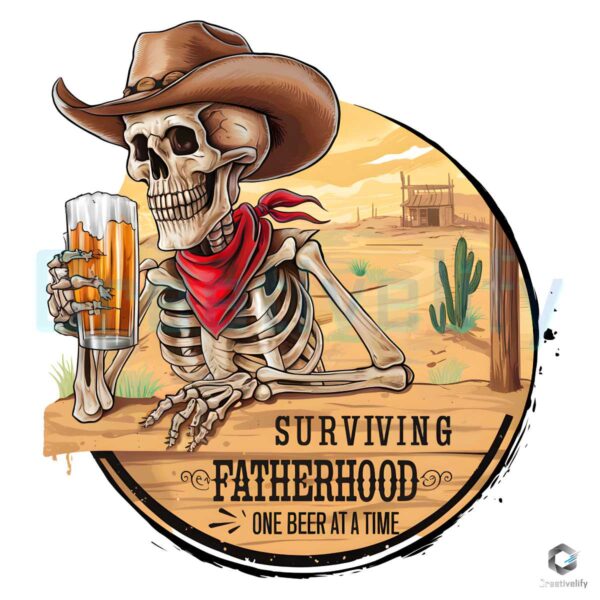 Surviving Fatherhood Skeleton Beer PNG File