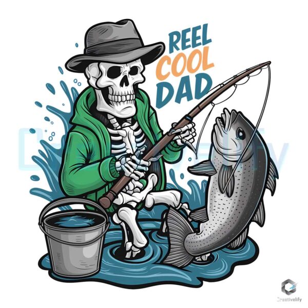 Reel Cool Dad Fishing Vintage PNG File