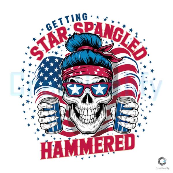 Getting Star Spangled Hammered Skeleton Girl PNG