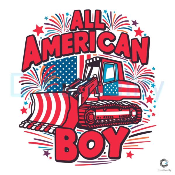 American Boy Patriotic Excavator SVG
