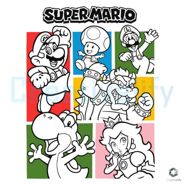 Super Mario And Friends Grid Outline SVG