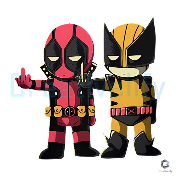 Deadpool And Wolverine Cartoon Middle Finger PNG